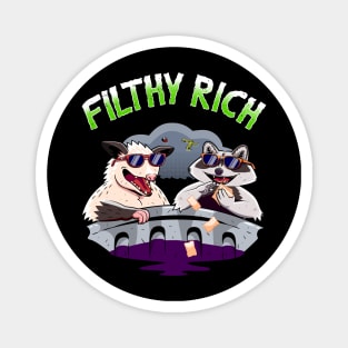 Funny Raccoon And Possum In Trash Garbage Filthy Rich Magnet